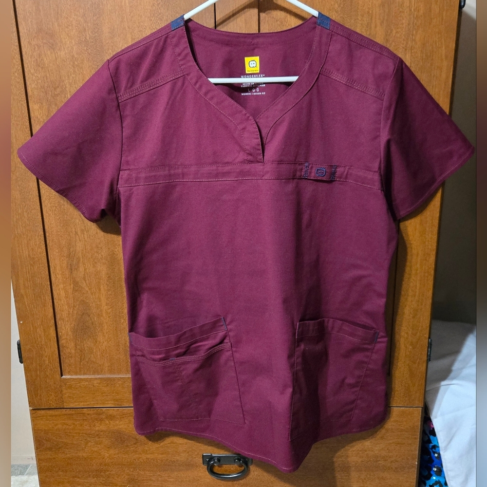 WonderWink Women's Scrub Top in Deep Burgundy